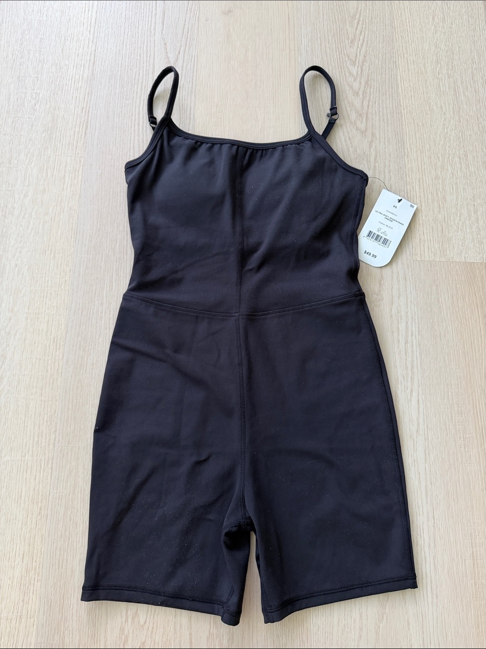 NWT Cotton On Black Fitted Bodycon Athletic Tank Romper with Adjustable Straps